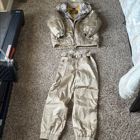 Vintage emmegi Tan Hooded Winter Jacket and Pants Set - Picture 5 of 16